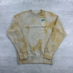 Nike French Terry Crew Top Sweatshirt Size Small Yellow Crewneck DM5010-777